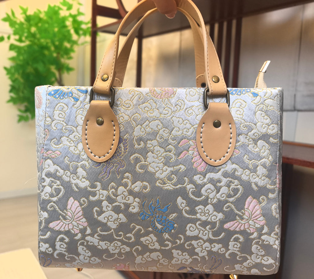Cloud‑Butterfly Metal‑Element Tote Handbag