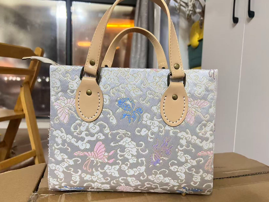 Cloud‑Butterfly Metal‑Element Tote Handbag
