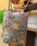 Pine Squirrel Wood‑Element Brocade Cylinder Handbag