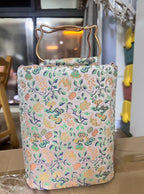Blossom‑Vine Wood‑Element Square Bucket Handbag