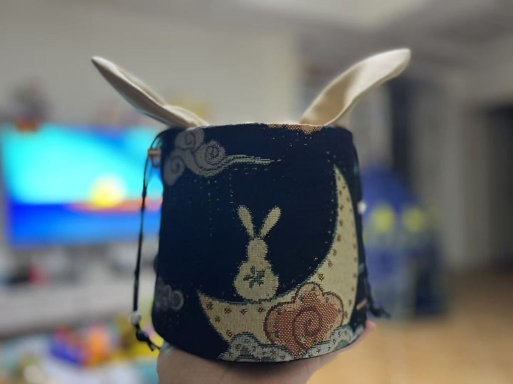 Moon Hare Love Water‑Element Handmade Bucket Bag