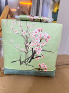 Spring Blossom Wood‑Element Handmade Floral Square Handbag