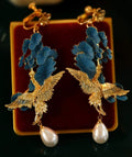 Wearable Art – Cloisonné Crane Clip‑On Earrings 🕊️