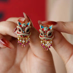 Wear the Celebration – Red Lion Dance Tassel Clip‑On Earrings 🦁