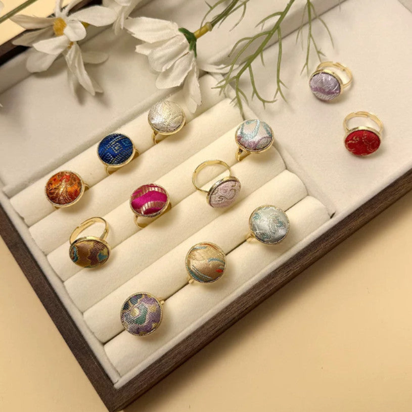 Your Element, Woven in Silk – Five‑Elements Brocade Adjustable Rings 💍