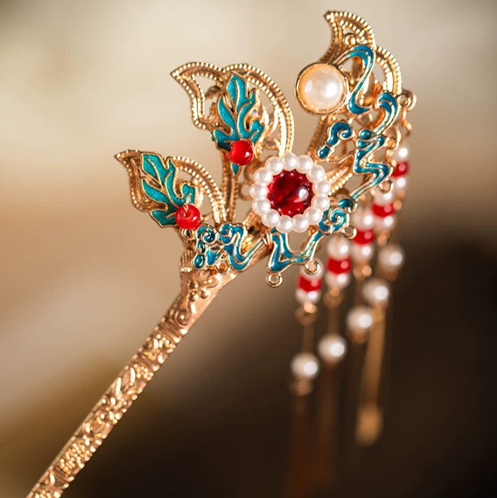 A Noble Grace – Jinhua Cloisonné Tassel Hair Stick ✨