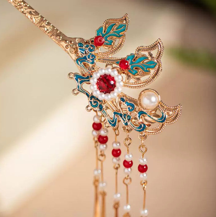 A Noble Grace – Jinhua Cloisonné Tassel Hair Stick ✨