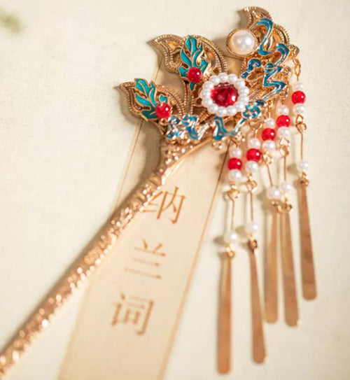 A Noble Grace – Jinhua Cloisonné Tassel Hair Stick ✨